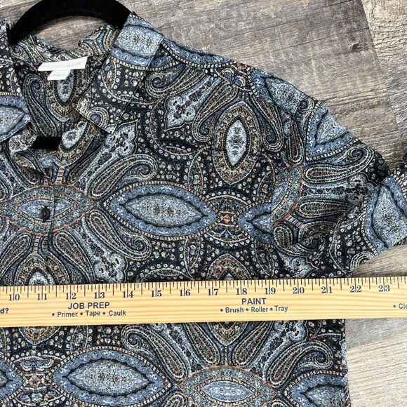 J. Jill Blouse Women's Size Small Paisley Tunic Mandala Long Sleeve Blouse - Picture 12 of 13